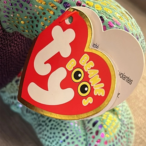 Large Ty Beanie Boos Cinder The Green Dragon Plush large, 16” NWT Iridescent - Picture 6 of 16